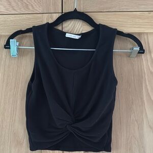 Active USA Black Crop Tie Front Tank Top
